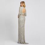 Mac Duggal 4316D Long Sleeve Beaded Formal Black Tie Evening Gown Platinum Gold Photo 1