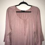 Vision USA Top Rose Pink Bell Sleeve Blouse Sz 2X EUC Local Boutique Keyhole Tie Photo 1