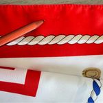 Vintage Large Square Teddy Bear Scarf Red White Blue Made In Italy 34.5” X 34.5” Photo 7