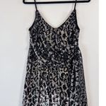 Saylor  Dress Silver Leopard Faux Wrap Mini V Neck Allover Sequin Party Medium Photo 3