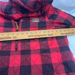 SOLD: L.L. Bean Half ZIP Buffalo Print Hooded Jacket L Petite Red/Black PREOWNED Red Size undefined Photo 6