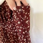 Floral summer sundress maroon red white flowers women's size small midi straps Photo 4