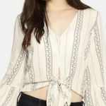 American Eagle  Boho Tie Crop blouse Top Angel‎ bell sleeve XS Country Cowgirl Photo 0