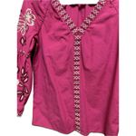 Tory Burch Theresa Hibiscus Embroidered Floral Blouse Pink size 2 Photo 6