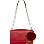 Trina Turk New NWT Designer Handbag Red Purple Tan Leather Flap Silver Womens Photo 1