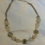 VTG Necklace 22” Faux Sea Glass Sand Dollars Brass Tone Two Tone Beach Vintage White Photo 0