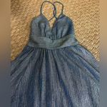 Lulus Stop the Show Blue Glitter Skater Dress, Size XS Photo 4