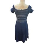 Harper Heritage  Blue Smocked Bodice Dress‎ Short Sleeve Mini Dress Photo 3