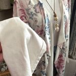 Cloth & Portrait Floral Faux Suede Open Lightweight Waterfall Cardigan Size M Photo 2