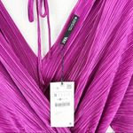 ZARA  Purple Pleated Plunging Draped Dress Cocktail Party Small S NWT Photo 3