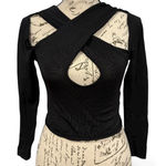 Urban Outfitters  Black Cut Out Long Sleeve Crop Top- Size Medium Photo 0
