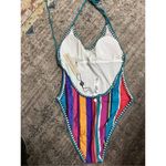 Nanette Lepore New. stripe low cut back Swimsuit. Retails $164 Photo 7