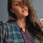 Anthropologie Dhruv Kapoor Ariana Ruffled Mini Dress Size XLarge Plaid Metallic Photo 15