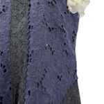 Rebecca Taylor Women's High Neck Ruffle Lace Dress Size 6 Navy Ivory OOAK Photo 10