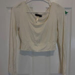 Final Touch  Cowl Neck Crop Top Long Sleeve Made in USA Cream Size‎ M Photo 0