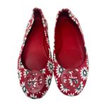 Tory Burch Minnie Leather Red Floral Ballet Flats 9.5 Photo 2