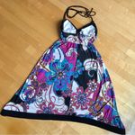 XOXO  Colorful Halter Dress, Sharkbite Hem, Black, Pink, Blue, Neon, Size L Photo 7