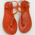 Katy Perry Sandals Size 8M Orange Jelly Star Embellished Ankle Strap Beachy Fun Photo 0