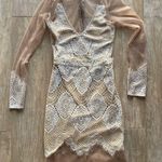 Luxxel brand Antigua style eyelash white nude sheer mini dress XS Photo 3