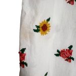 Farm Rio Mixed Flowers Embroidered White Tie Waist Straight Pants Size XS Photo 7