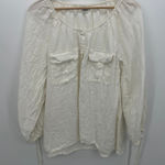 Sundance Womens White Linen Top Size M Pockets Quarter Button Boho Casual Photo 0