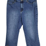 Coldwater Creek  Boho Capri Jeans with Brown Embroidery Size 14 Croppped Denim Photo 0