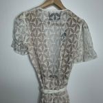 Reformation  Lucas Eyelet Mini Dress Womens New Small Ivory Photo 6