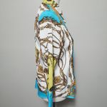 Ny&co NY& Turquoise Baroque ¾ Sleeve Button Down Size Small Photo 1