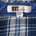 Kut From The Kloth  Plaid Flannel Shirt Size Medium Blue/White Western Autumn‎ Photo 9