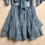 Free People  mini dress floral lace cutout ruffled tiered sheer mesh boho Small Photo 2