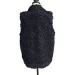INC Medium Faux Fur Vest Full-Zip Sleeveless Lined Pockets Collared Black New Photo 3