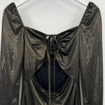 NSR Long‎ Sleeve Metallic Midi Dress in Black Gold Bronze Cut Out Size Medium Photo 3