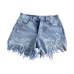 TVELVE printed denim fringe shorts Blue Size XS Photo 0
