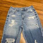 American Eagle American‎ Eagle Mom Jeans Womens Size 4 Distressed Ripped Frayed Hem Denim Blue Photo 1