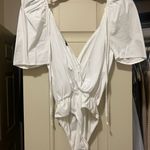 Blue Blush White Puff Sleeve Bodysuit Photo 2