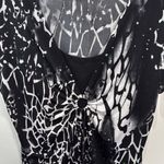 Dress Barn Black White Animal Print Short Sleeve Blouse Layered Bling W Large Photo 2