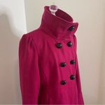 Guess Medium Magenta Pea Coat Wool Blend Cute Accents High Collar Mid Length Photo 4