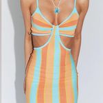 Princess Polly Alicia Mini dress Striped Orange and Blue Cutout Dress Photo 2
