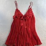 Victoria's Secret Babydoll L Large Cami Top Lace Pleated Lingerie Satin Bow Red Photo 2