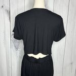 Fifteen Twenty Black Knit Midi T-Shirt Hem Dress Cap Sleeve Sz S Open Back Photo 7