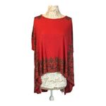 Free People  pick me up tee oversized Asymmetrical top red size medium Photo 4