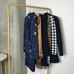 Babaton Aritzia Macon Navy Neon Abstract Crepe Wrap Jacket Photo 3