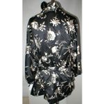 Natori NWT New Designer  Wrap Robe Womens S Silky Satin Flowers White Black Short Photo 5