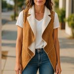 Gianni Bini NWTs Neutral Suede Fur Vest Photo 0