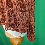 Anthropologie Womens Rust Orange Floral Velvet Tie Neck Blouse Medium Photo 3