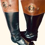 Michael Kors  Fulton Harness Boot Black/Mocha Brown Leather Boot Photo 3