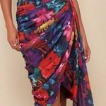 Lulus Uncommon Aesthetic Black Floral Strapless Bodycon Midi Dress Red Size M Photo 0