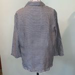 Silkland Black and White Gingham 3/4 Sleeve Silk Blouse Top Women’s Large Photo 4