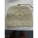 1960s Vintage Off White Beaded Handbag With Gold Trm and Hardware Photo 2