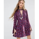 Free People  Purple Printed Tegan Choker Mini Dress, NWT Photo 2